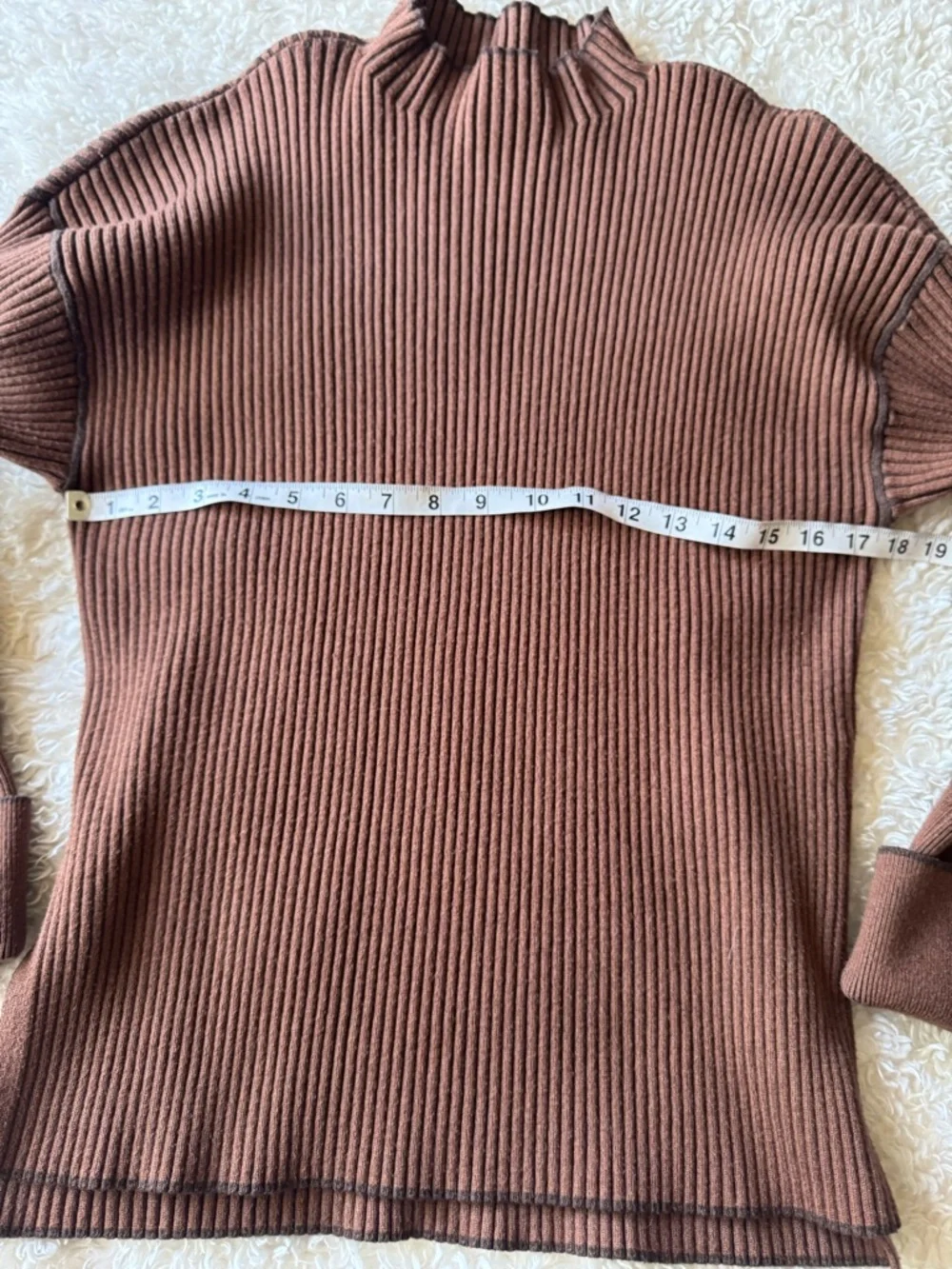 Varley Emile Rib Knit Sweater Rawhide Brown Two-Tone Oversized Size Small - Picture 5 of 12
